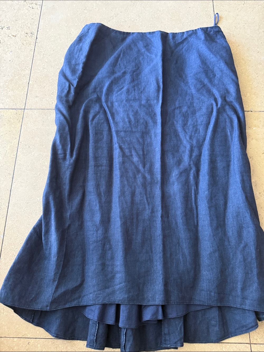 Ralph Lauren Purple Label Deep Navy High-Low Linen Skirt